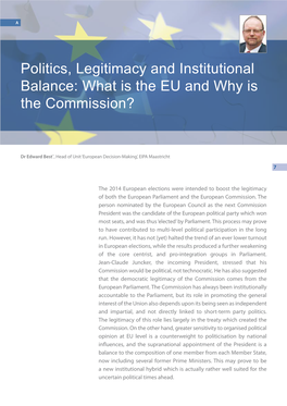 Politics, Legitimacy and Institutional Balance: What Is the EU and Why Is the Commission?