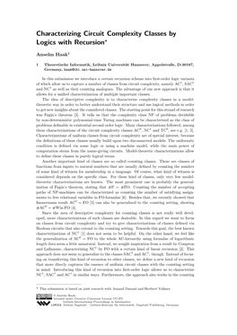 Characterizing Circuit Complexity Classes by Logics with Recursion∗