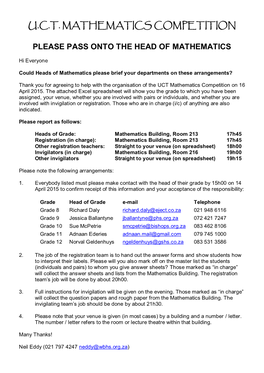 UCT Mathematics Competition on 16 April 2015