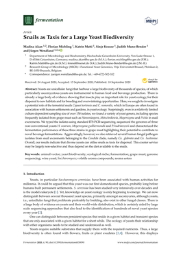 Snails As Taxis for a Large Yeast Biodiversity