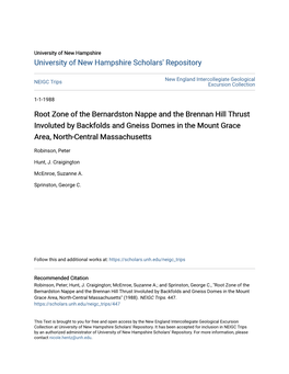 Root Zone of the Bernardston Nappe and the Brennan Hill Thrust Involuted by Backfolds and Gneiss Domes in the Mount Grace Area, North-Central Massachusetts