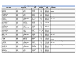 SETA 67 CFC AA Meetings -- Correctional Unit List and Time