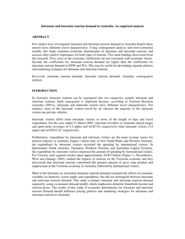 Intrastate and Interstate Tourism Demand in Australia: an Empirical Analysis