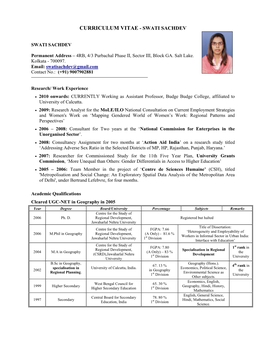 Curriculum Vitae - Swati Sachdev