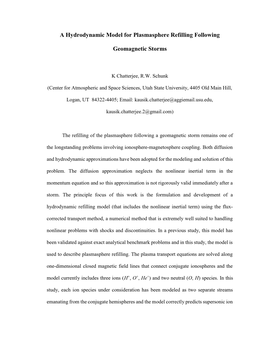 A Hydrodynamic Model for Plasmasphere Refilling Following