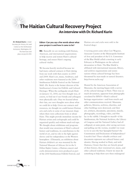 The Haitian Cultural Recovery Project an Interview with Dr