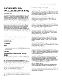 Biochemistry and Molecular Biology (BMB) 1