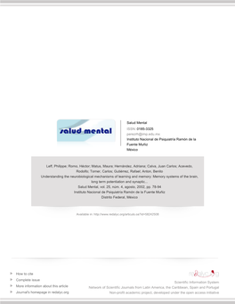 Redalyc.Understanding the Neurobiological Mechanisms of Learning and Memory: Memory Systems of the Brain, Long Term Potentiation