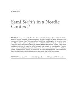 Sami Sieidis in a Nordic Context?