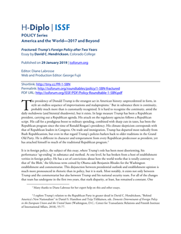 H-Diplo | ISSF POLICY Series America and the World—2017 and Beyond