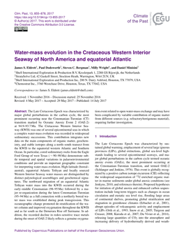Water-Mass Evolution in the Cretaceous Western Interior Seaway of North America and Equatorial Atlantic