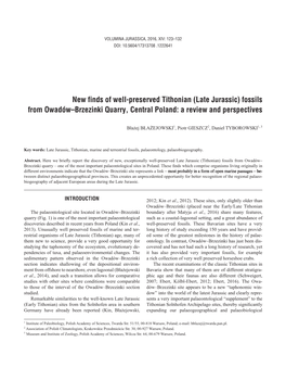 Late Jurassic) Fossils from Owadów–Brzezinki Quarry, Central Poland: a Review and Perspectives