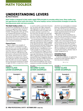 UNDERSTANDING LEVERS by Mitch Ricketts Math Toolbox Is Designed to Help Readers Apply STEM Principles to Everyday Safety Issues