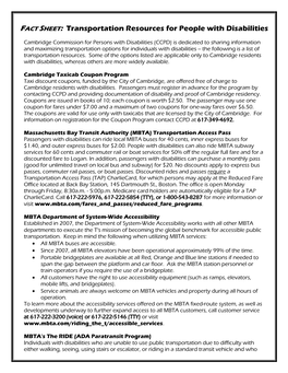 FACT SHEET: Transportation Resources for People with Disabilities