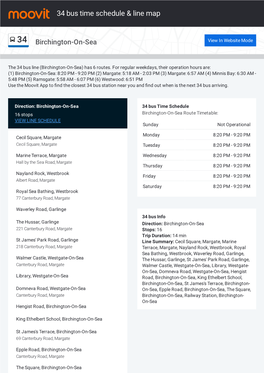 34 Bus Time Schedule & Line Route