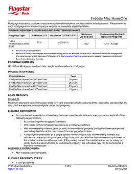 Freddie Mac Homeone Mortgage Insurance Providers May Have Additional Restrictions Not Listed Within This Document