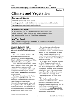 Climate and Vegetation