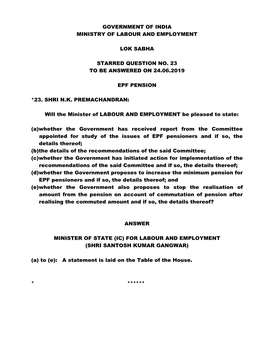Government of India Ministry of Labour and Employment