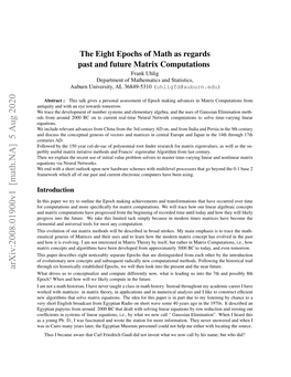 Arxiv:2008.01900V1 [Math.NA] 5 Aug 2020