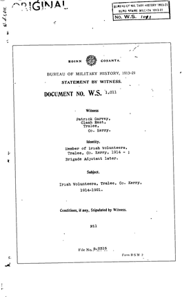 Roinn Cosanta. Bureau of Military History 1913-21