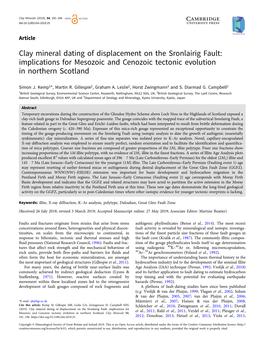 Clay Mineral Dating of Displacement on the Sronlairig Fault: Implications for Mesozoic and Cenozoic Tectonic Evolution in Northern Scotland