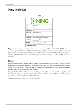 Ning (Website) 1 Ning (Website)