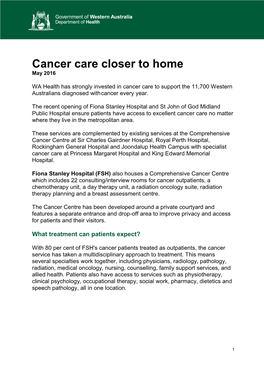 Cancer Care Closer to Home May 2016