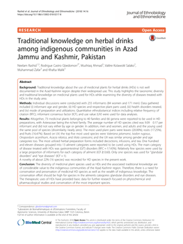 Traditional Knowledge on Herbal Drinks Among Indigenous