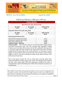 IBTEX No. 82 of 2018 April 20, 2018