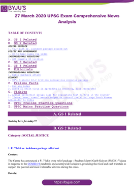 27 March 2020 UPSC Exam Comprehensive News Analysis A