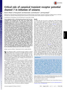 Critical Role of Canonical Transient Receptor Potential Channel 7 in Initiation of Seizures