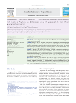 High Infection of Anaplasma and Ehrlichia Spp. Among Tick Species Collected from Different Geographical Locations of Iran