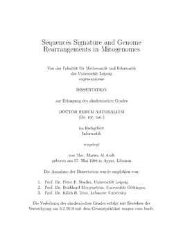 Sequences Signature and Genome Rearrangements in Mitogenomes