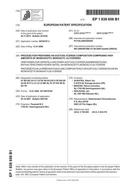 Process for Preparing an Acetoglyceride