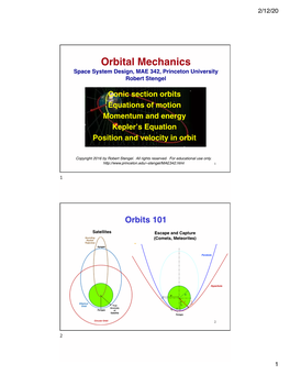 2. Orbital Mechanics MAE 342 2016