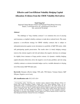 Effective and Cost-Efficient Volatility Hedging Capital Allocation: Evidence from the CBOE Volatility Derivatives