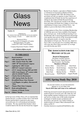Glass News – Her News Address Is Given at the Back of This Newsletter