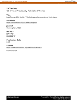 Volatile Organic Compounds and Particulates