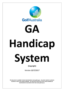 GA Handicap System (Copyright)