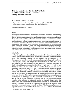 Two-Trait Selection and the Genetic Correlation II. * Changes in the Genetic Correlation During Two-Trait Selection