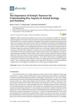 The Importance of Isotopic Turnover for Understanding Key Aspects of Animal Ecology and Nutrition