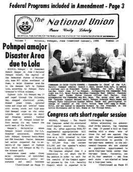 Pohnpei Amajor Disaster Area Due to Lola