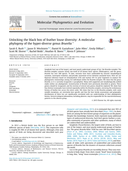 Unlocking the Black Box of Feather Louse Diversity: a Molecular Phylogeny of the Hyper-Diverse Genus Brueelia Q ⇑ Sarah E