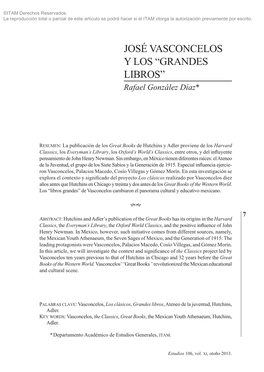 José Vasconcelos Y El Espíritu De La Universidad, 2001, México, Unam, Pp