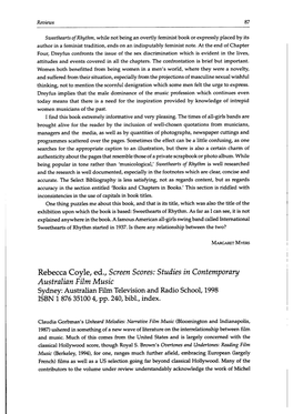 Studies in Contemporary Australian Film Music Sydney: Australian Film Television and Radio School, 1998 ISBN 1 876 35100 4, Pp