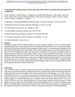 A Transcriptional Regulatory Atlas of Human Pancreatic Islets Reveals