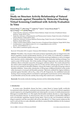 Study on Structure Activity Relationship of Natural Flavonoids Against Thrombin by Molecular Docking Virtual Screening Combined with Activity Evaluation in Vitro