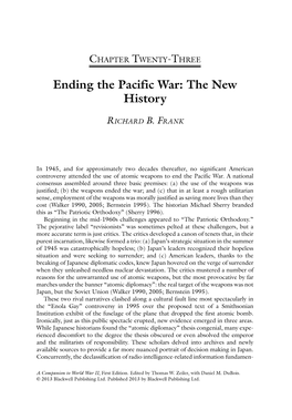 Ending the Pacific War: the New History