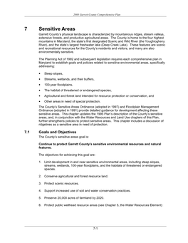 7 Sensitive Areas Garrett County’S Physical Landscape Is Characterized by Mountainous Ridges, Stream Valleys, Extensive Forests, and Productive Agricultural Areas