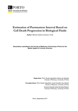 Estimation of Postmortem Interval Based on Cell Death Progression in Biological Fluids